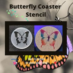 ff ; ce . \e es & 8 C4, , © 4 é ty \ Pe Fichier STL Stencil Butterfly Round Coaster - Clip on - Fits 100mm round lork coaster・Objet pour imprimante 3D à télécharger
