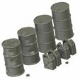 Barrel-tank-05.jpg Diorama accessories kit scale 1:35 new and damaged barrels and tank