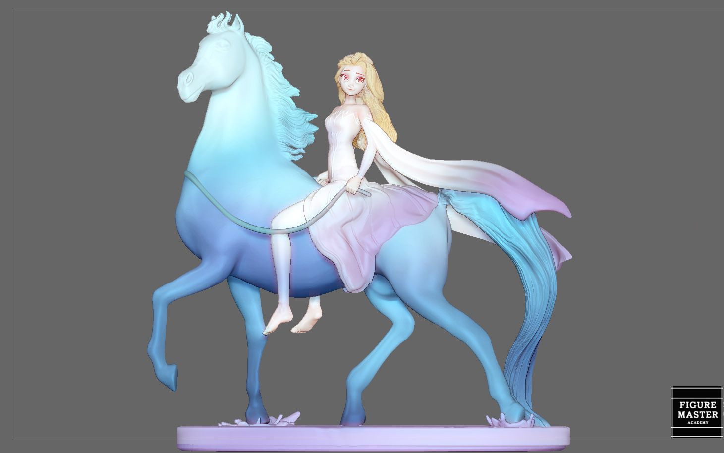 1.jpg -Datei Elsa auf Pferd weißes Kleid FROZEN2 disney Mädchen Prinzessin 3D-Druck Modell herunterladen • 3D-druckbares Design, figuremasteracademy