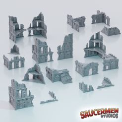 Gothic-Factory-Ruins-setup.jpg STL file Gothic Factory City Ruins・3D printer design to download