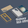3-in-1.png STL file Samsung Galaxy s23 ultra case set (3in1)・3D printer design to download