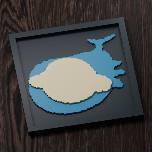Wailord Line - Pokemon Silhouette Frame | Gen 5 sprite style | STL