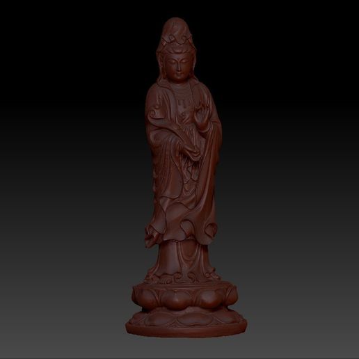 Guanyin bodhisattva Kwan-yin sculpture for cnc or 3d printer - 3D model önizlemesi