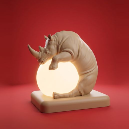 Rhino Lamp 3D Print – Rhinoceros LED Night Light & Modern Animal Decor