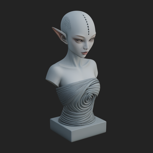 Minimalist Alien Bust Statue Design 4 - 3D Print Model