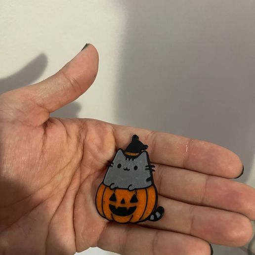 61 ～Halloween～うにゃぽいパンプキンプリン チャーム オーダーページ 🎃 Pusheen halloween keychain・Free 3MF File for 3D printing・Cults