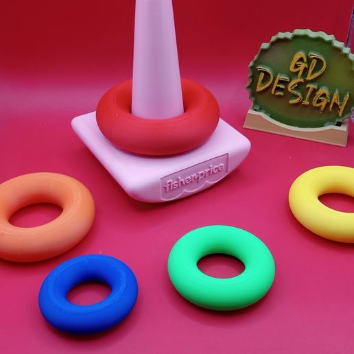 👶 Baby Stacking Toy Rock-A-Stack Rings with Roly-Poly Base・ STL File ...