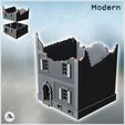 1-PREM.jpg Square brick building with shuttered windows and two floors (ruined version) (30) - Modern WW2 WW1 World War Diaroma Wargaming RPG Mini Hobby