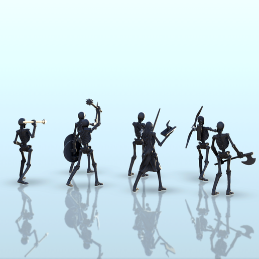 23.png Archivo STL Set de 7 esqueletos de guerreros (+ versión precompatible) (18) - Oscuridad Caos Medieval Age of Sigmar Fantasy Warhammer・Objeto imprimible en 3D para descargar, Hartolia-Miniatures