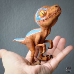 We aller, Baby Blue Velociraptor Dino for 3D Printing
