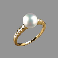 nhan-ngoc-trai-b-2.jpg Файл 3D 3D jewelry model pearl and diamond ring・3D модель для печати скачать, Jennifer-Abe