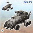 1-PREM.jpg Six-wheeled vehicle with weapons, spikes and bulletproof windows (2) - Future Sci-Fi SF Post apocalyptic Tabletop Scifi