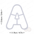 letter_a~5in-cm-inch-top.png Letter A Cookie Cutter 5in / 12.7cm