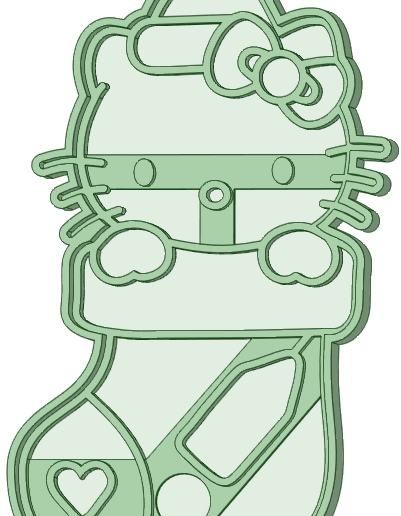 Kitty Christmas boot cookie cutter - 3D model önizlemesi