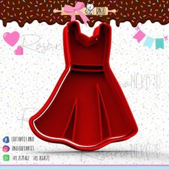 86-vestido-2.jpg STL file Dress cookie cutter Vestido 2 - dress cookie cutter・3D printer design to download