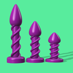 Models.png Fichier STL gratuit Double Helix Spiraling Dildo / Butt Plug Set V1・Plan pour impression 3D à télécharger