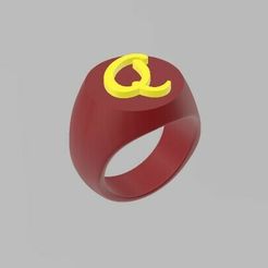 Bague-Q.jpg STL file Ring letter Q・Design to download and 3D print