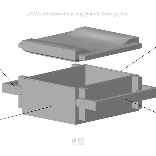 No Hardware Weatherproof Locking Handle 3D-Verriegelungsgriff Wetterfest versiegelte Aufbewahrungsbox