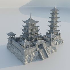 Monk-Temple-1.jpg 3D file Mountain Temple 28 MM Tabletop Terrain・3D printable model to download