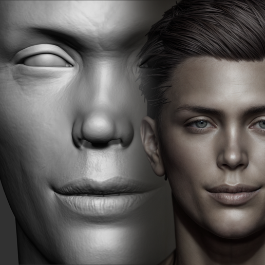 MyCollages-7.png 2 realistic head Men, detailed head model, hyper-realistic head, anatomical head , lips, mouth edges, lip contours, bjd doll