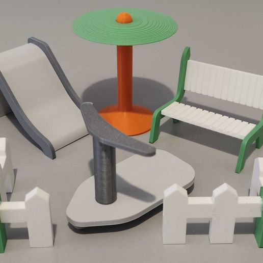 Mobiliario para jardín para casa de muñecas