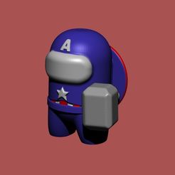 C1.jpg Файл STL Среди нас - Капитан Америка с Мьёльниром・Дизайн для загрузки и 3D-печати