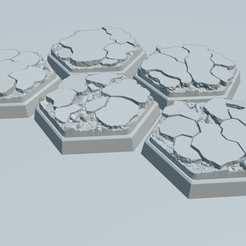 ovw1.png STL-Datei 5x 35x30mm Sechskantsockel mit gebrochenem Straßenboden Set 2 (Battletech etc.)・Design für 3D-Drucker zum herunterladen, Mr_Crates