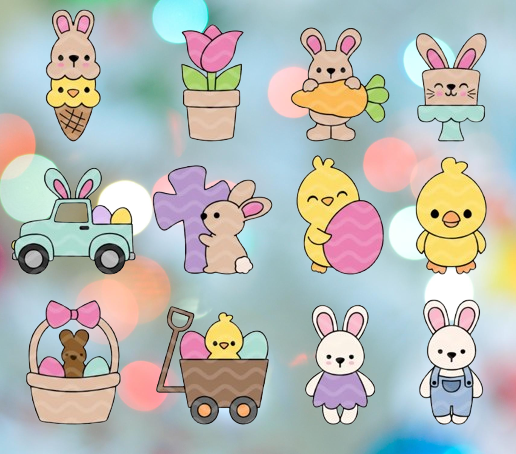 Cute Easter Mini Cookie Cutter Kit 3D model