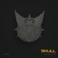 skull1.png STL file Skull ROUND JUDGE SHIELD・3D printable design to download