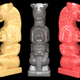 preview2.png Mayan statue with jaguar head stl 3D print model