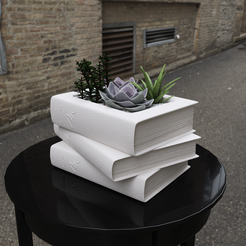 Books-pot-planter.png STL file Old Books flower pot planter・3D printer design to download, MegArt3D