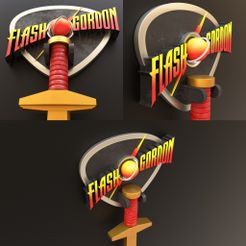colorrender3.jpg Archivo STL Espada de la Guardia Real Ming de Flash Gordon a tamaño real (con soporte de pared)・Diseño imprimible en 3D para descargar
