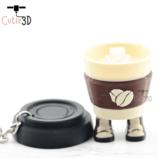 Cutie3D Coffee Cup With Legs Keycap Fidget Clicker Keychain - Cute