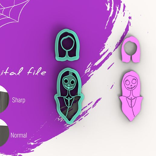 Skeleton Girl Clay Cutter | Digital STL File | 4 Sizes | 2 Cutter Versions 3D model