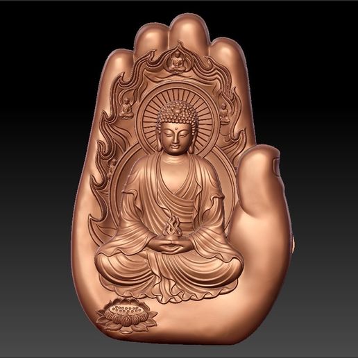 buddhaHand1.jpg Free STL file buddha with background of hand・3D printer design to download, stlfilesfree