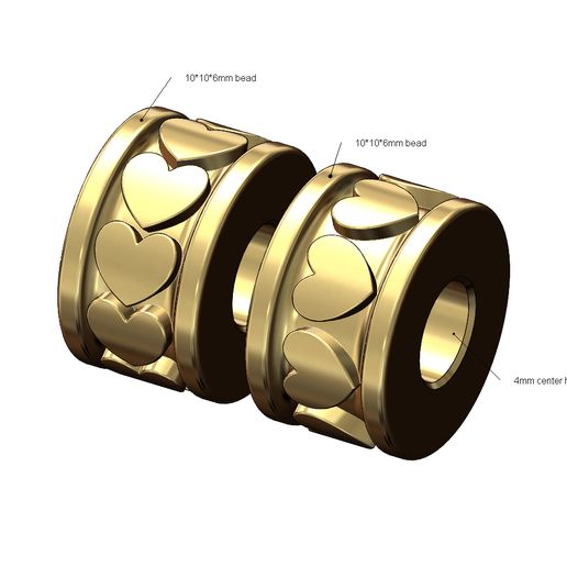 Heart pattern bead and bracelet charm 3D print model 3D model