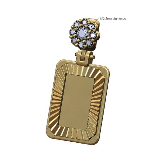 Diamond flower cluster bail faceted sunrays tag pendant charm 3D print model