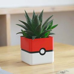 pokemon_planter_1_thingiverse.jpg Pokemon Planter - Pokeball Minimal Planter