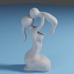 Mom-and-Baby-Love-Final-Render.jpg Fichier STL Sculpture d'amour pour maman et bébé・Modèle pour imprimante 3D à télécharger