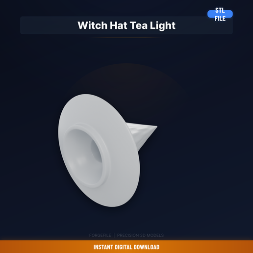 Witch Hat Candle Holder, Pointed Hat, Led Tealight Fits - 3D Printable STL File