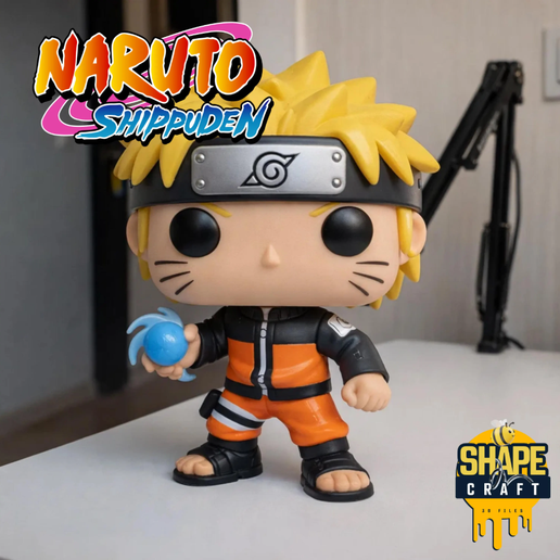 Naruto Funko Pop STL File - Naruto Chibi Desk Statue 3D Model - Anime Printable Fan Art Figure