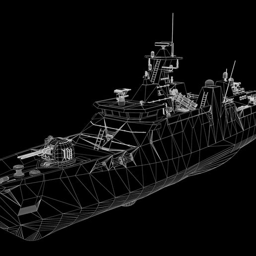 tbrender002_Wireframe.jpg Diponegoro class corvette Low-poly 3D model