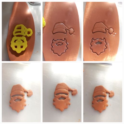 Santa Clause head and beard clay earring cutter combo 3D model