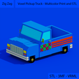01.png Voxel Pickup Truck - Multicolor Print and STL - 8-bit Pixel Art - Voxel Art