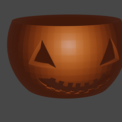 pumpkin-bowl-grinning.png Archivo STL Tazón de caramelos con cabeza de calabaza - boca sonriente・Objeto imprimible en 3D para descargar