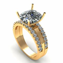 7.jpg STL file Pav Solitaire Wedding Ring・3D printer design to download