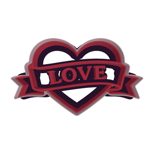 Heart with Love Banner (Cookie Cutter)