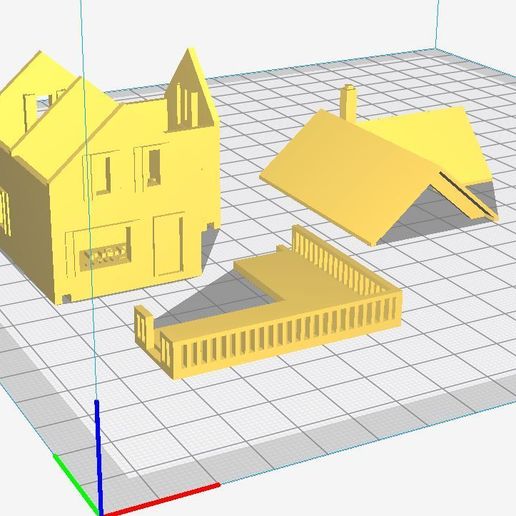 STL Pieces.JPG Archivo 3D PREMIUM N Scale Rural Town Small Home (#2 de 7 en set)・Objeto imprimible en 3D para descargar, MFouillard