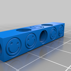 uBeam8.SharpStraight5.SmileyLookTest.stl.png Lego Technic Beam 5 with Alternating holes and fancy modding