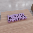HighQuality4.png 3D Merry Christmas Text Model For Christmas Decor with Stl File & Text Art, Letter Decor, 3D Printed Decor, 3D Print File, Letter Art